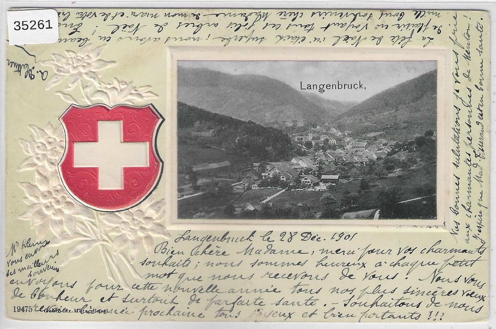 Ansichtskarten: Langenbruck - Generalansicht - Präge-Litho – Gebraucht aus Ettingen von Kartenplanet