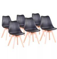 6er Set tolle Nordic Stühle gepolstert in schwarz, NEU