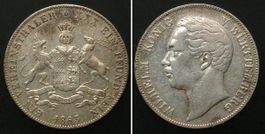 Vereinstaler WÜRTTEMBERG Taler 1863, WILHELM I. Silber f.vz