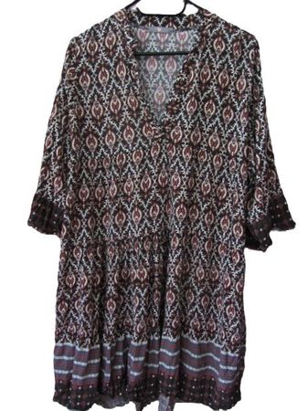 Gr. 44/46 Kleid /Tunika s.Masse  L93cm SCHWARZ ORANGE DROT..