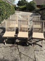 6 Teak-Klappstühle mit passenden Sitzkissen