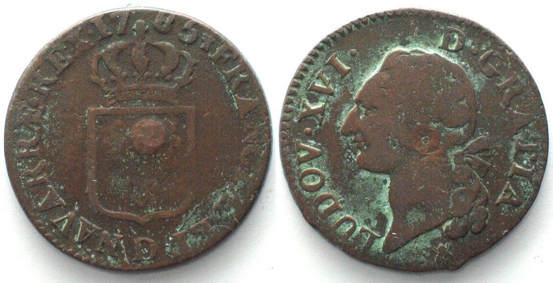 Alle Münzen: LOUIS XVI Sol 1785 D Lyon, cuivre – Gebraucht aus Riehen von sesambestcoins2004
