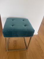 Trendiger, grüner Samt Hocker mit gold, 36x36x40