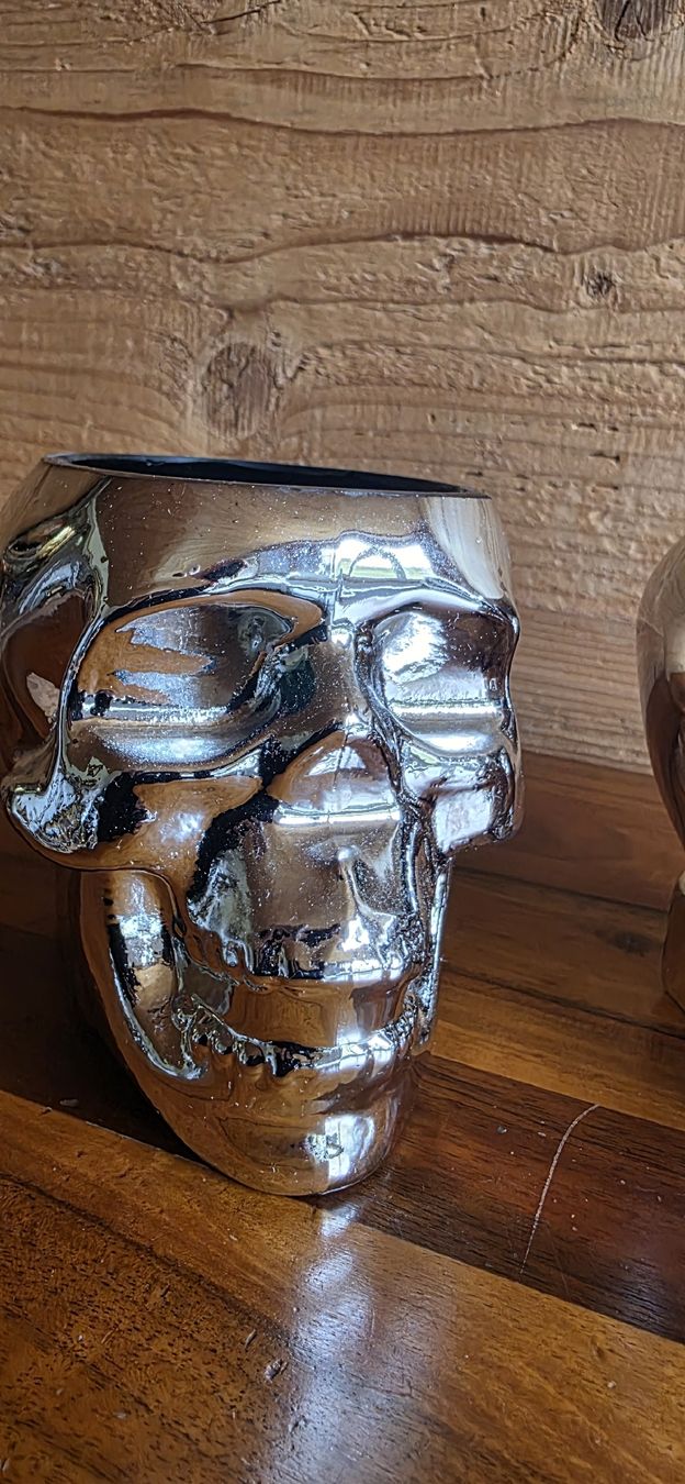 Kerzenständer: Set, glänzende silnerfarbene Glas Kerzenständer – Gebraucht aus Wolfhalden von Nati-Nati 1