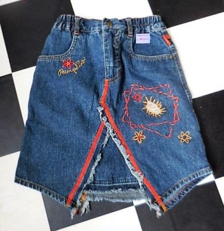 PAMPOLINA ca. Gr. 110 / 116  Jeans Rock bestickt s.Masse