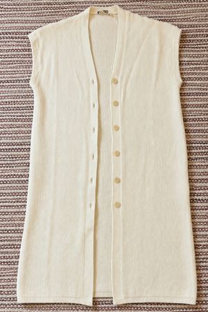 Rich & Royal lange Strickweste Creme / Off-White