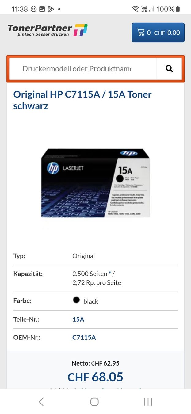 Hewlett Packard Druckerpatronen & Toner: Original HP Laserjet toner C7115A Schwarz – Neu und originalverpackt aus Porza von ulletta1 1