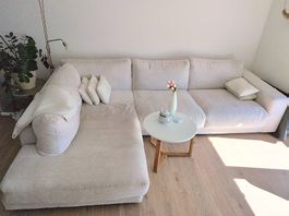 Ecksofa Ava Cordstoff (Farbe snow)