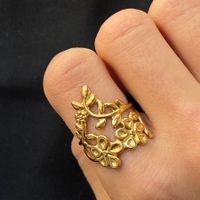 18KGP Blume Edelstahl Ring