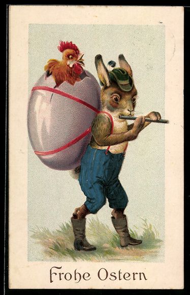 Cartoline postali: AK Osterhase spielt die Querflöte, 1914 – Usato da Berlin venduto da bartko-reher