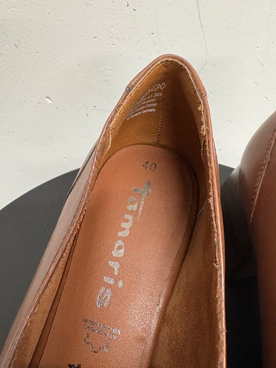 Tamaris Chaussures femmes: Braune Tamaris Leder Loafer mit Absatz Gr. 40 Halbschuhe – Neuf (Voir description) à Regensdorf par secondchancefashion 5