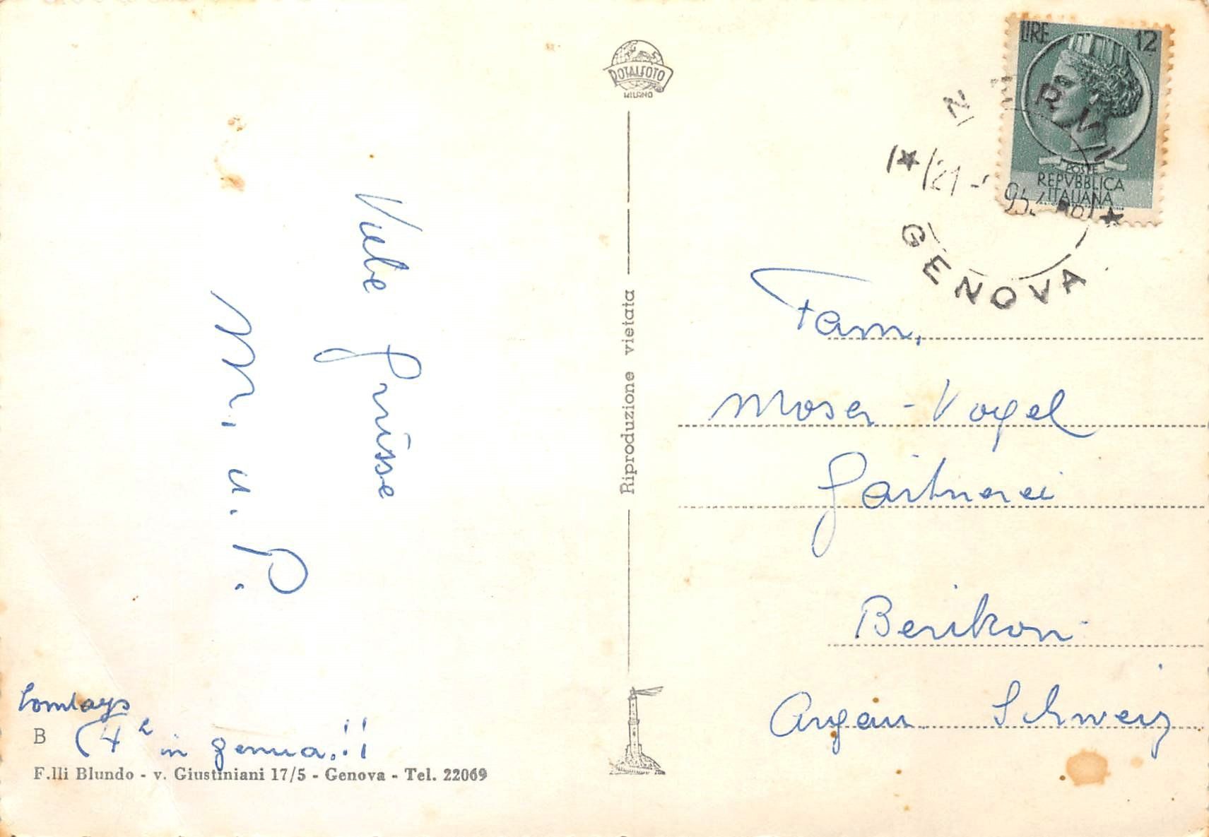 Cartoline postali: Genua, Genova Hafen, Dampfer – Usato da Ottikon b.Kemptth. venduto da Neptun1974 1