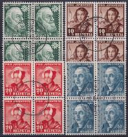 1942, Pro Juventute J101-104 Serie Viererblöcke, Kat: 80.-