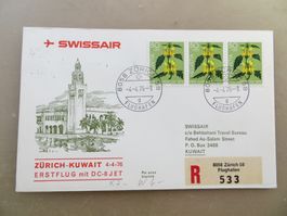 Luftpostbrief (Erstflug) Zürich – Kuwait 1976