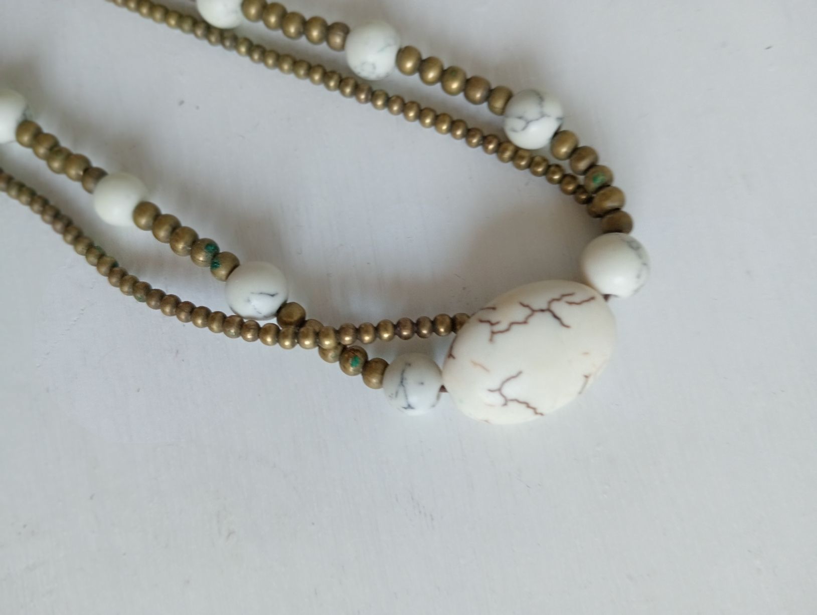Bracciali & Braccialetti: Boho Fusskettchen Messing & Howlith 25 cm – Usato da Allschwil venduto da Evgeniia78 1
