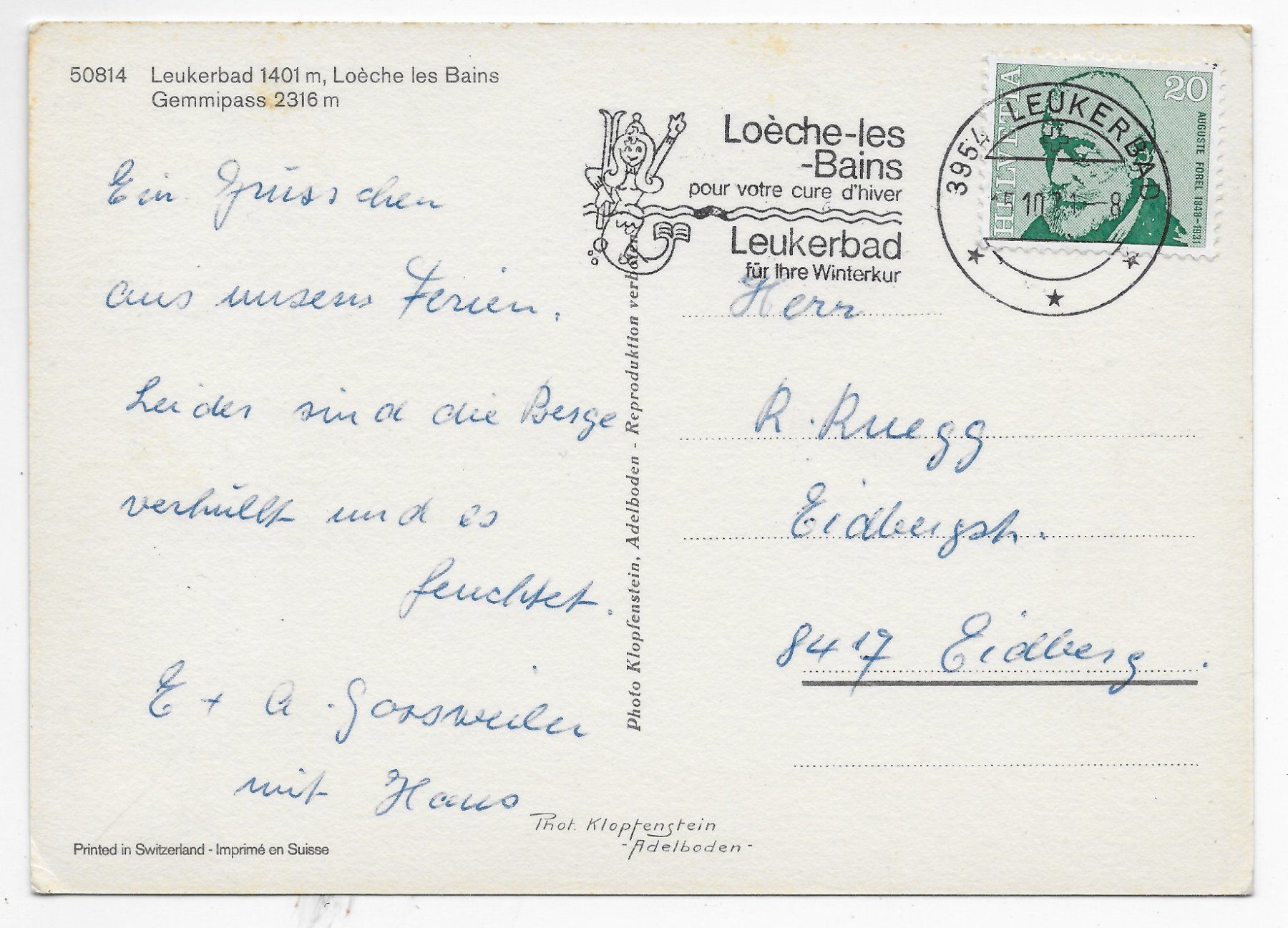 Cartes postales: Leukerbad, Gemminipass – D'occasion à Hefenhofen par Richsalz 1