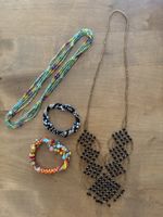 Perlen Schmuck Set Halsketten und Armbänder diverse Farben