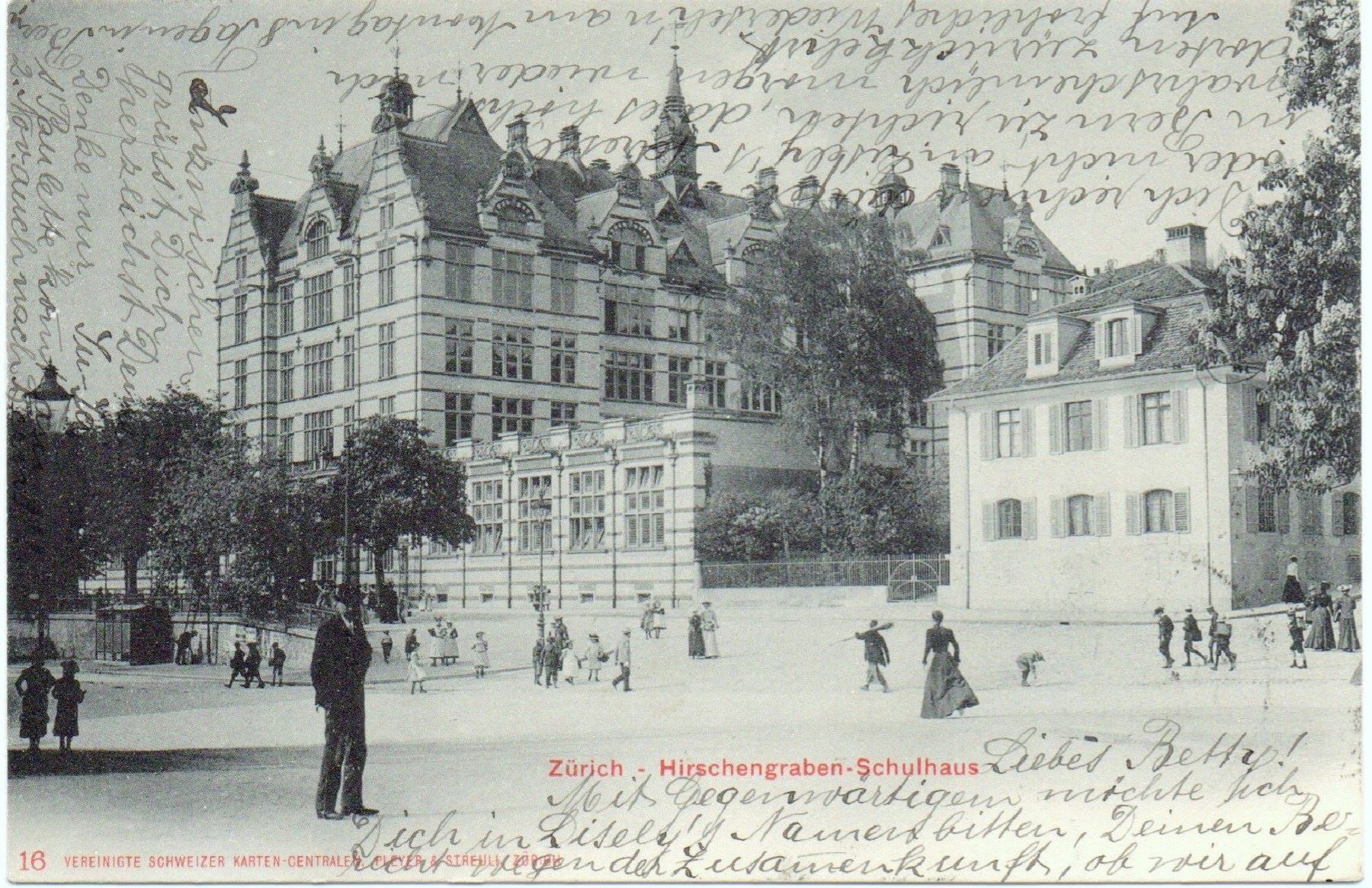 Cartoline postali: ZÜRICH Hirschengraben-Schulhaus – Usato da Jona venduto da philajona