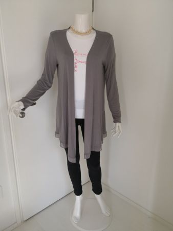 🤩STREET ONE STRICK-CARDIGAN GRAU WEICH MIT CHIFFON RAND