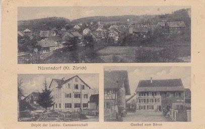 Cartoline postali: Nürensdorf, Ansichtskarte mit 3 Bilder. 1924 – Usato da Schlieren venduto da Rapaelli