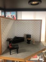 Puppenstubenzimmer – Modernes Badezimmer in Schwarz