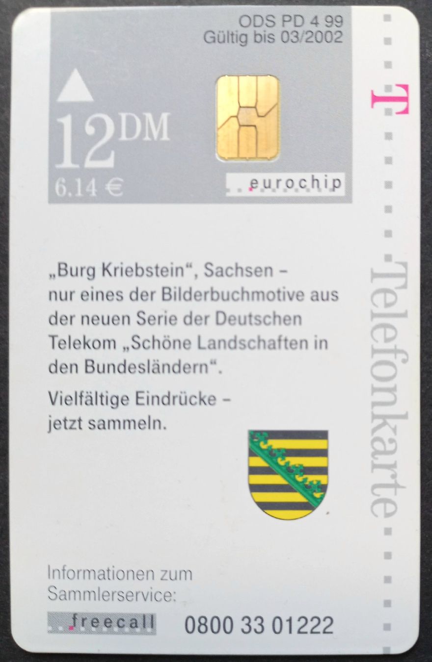 Schede telefoniche: Taxcard - Burg Kriebstein - D – Usato da Niederuzwil venduto da lubimaja 1