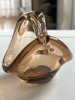 Glas Dekoschale Henkelschale Bernsteinfarben(I27)