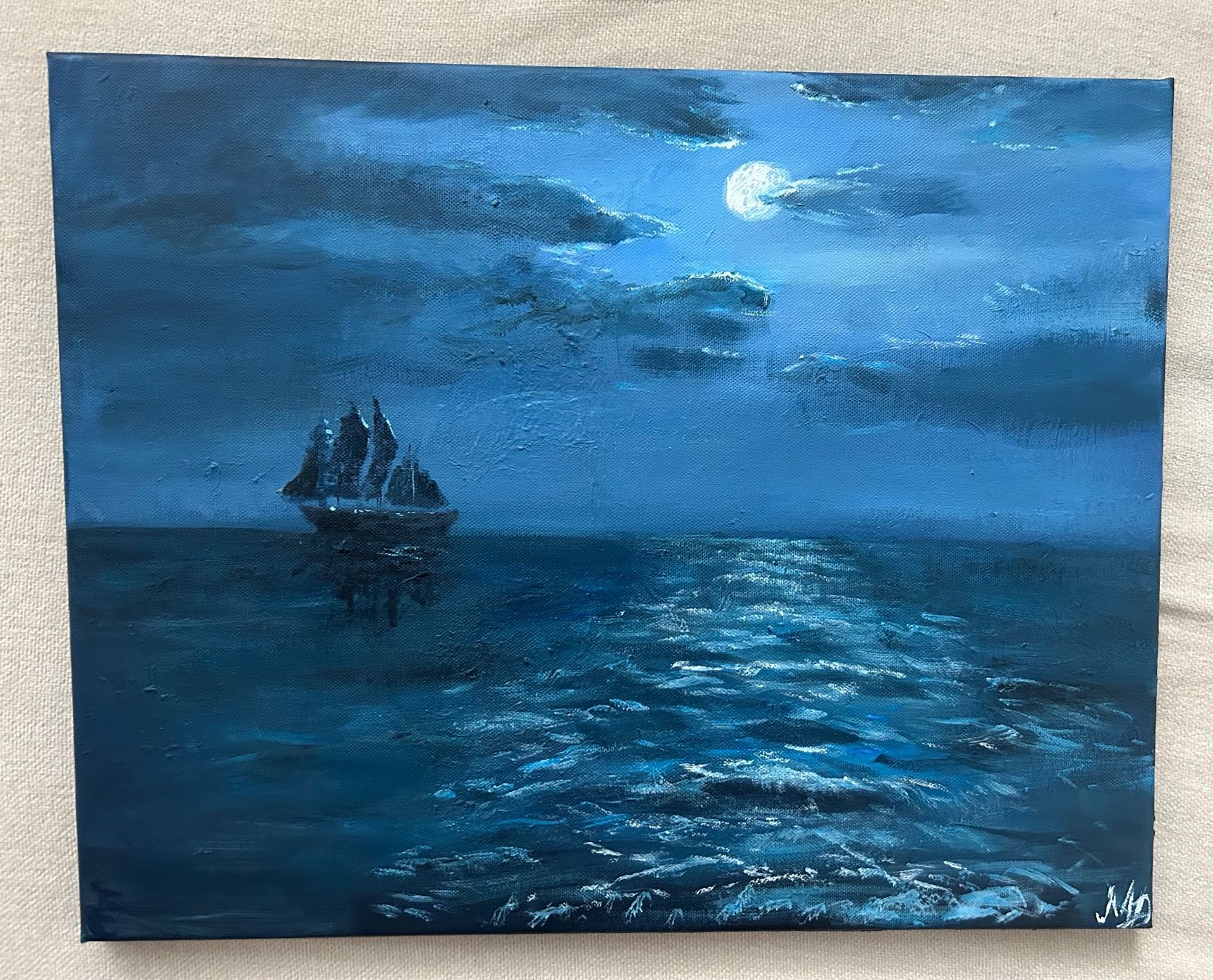 Dipinti: Moonlight Sailing Painting 40x50cm – Nuovo e nell'imballaggio originale da Pfäffikon SZ venduto da Andrei_Moro_Kunst 1