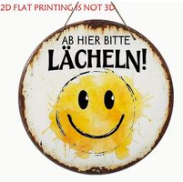 2-D DEKOSCHILD *SMILIE, AB HIER BITTE LÄCHELN* 20X20CM