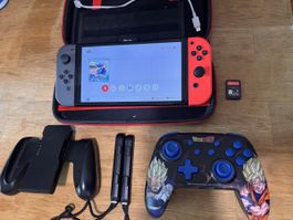 Nintendo Switch OLED mit Zubehör und Game, Pro Controller