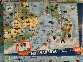 Djeco Puzzle Observation Tiere der Welt, 100 Teile