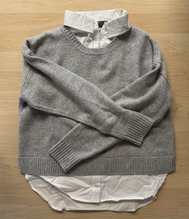 Pullover Primark mit Hemdeinsatz grau Grösse S