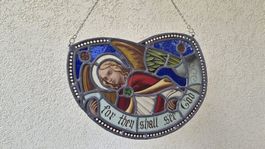 Buntglas Engel Motiv mit Spruch "for they shall see God"