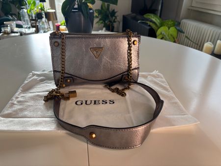 Sac en bandoulière argenté Amantea Top Zip - Guess