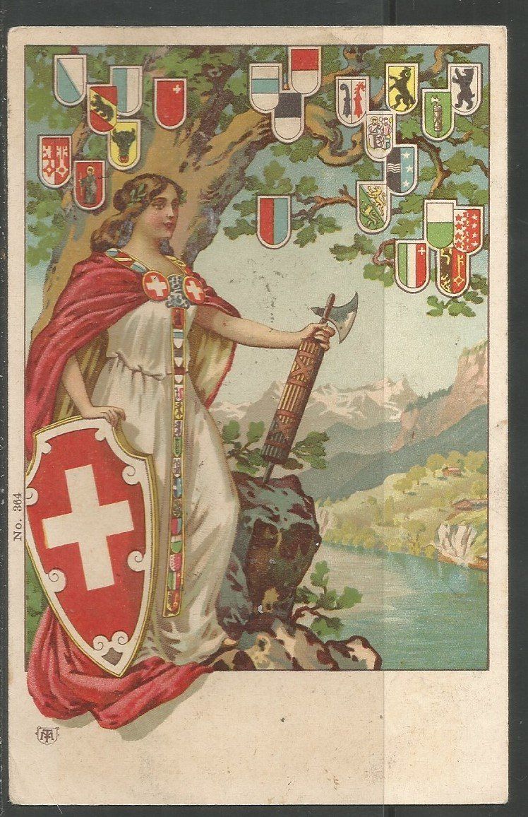 Cartoline postali: Carte P de 1908 ( Les Cantons de Suisse ) – Usato da La Russille venduto da Nono4