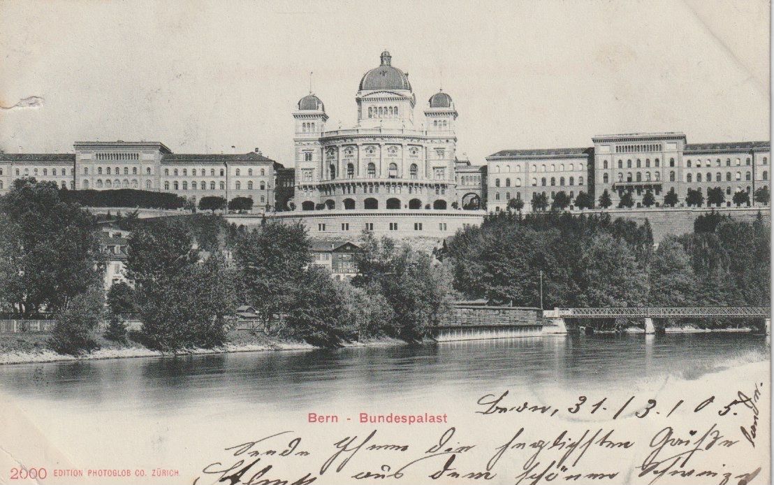 Cartoline postali: CH 194 Bern, Bundespalast, 1905 – Usato da Freienbach venduto da Bhaltis