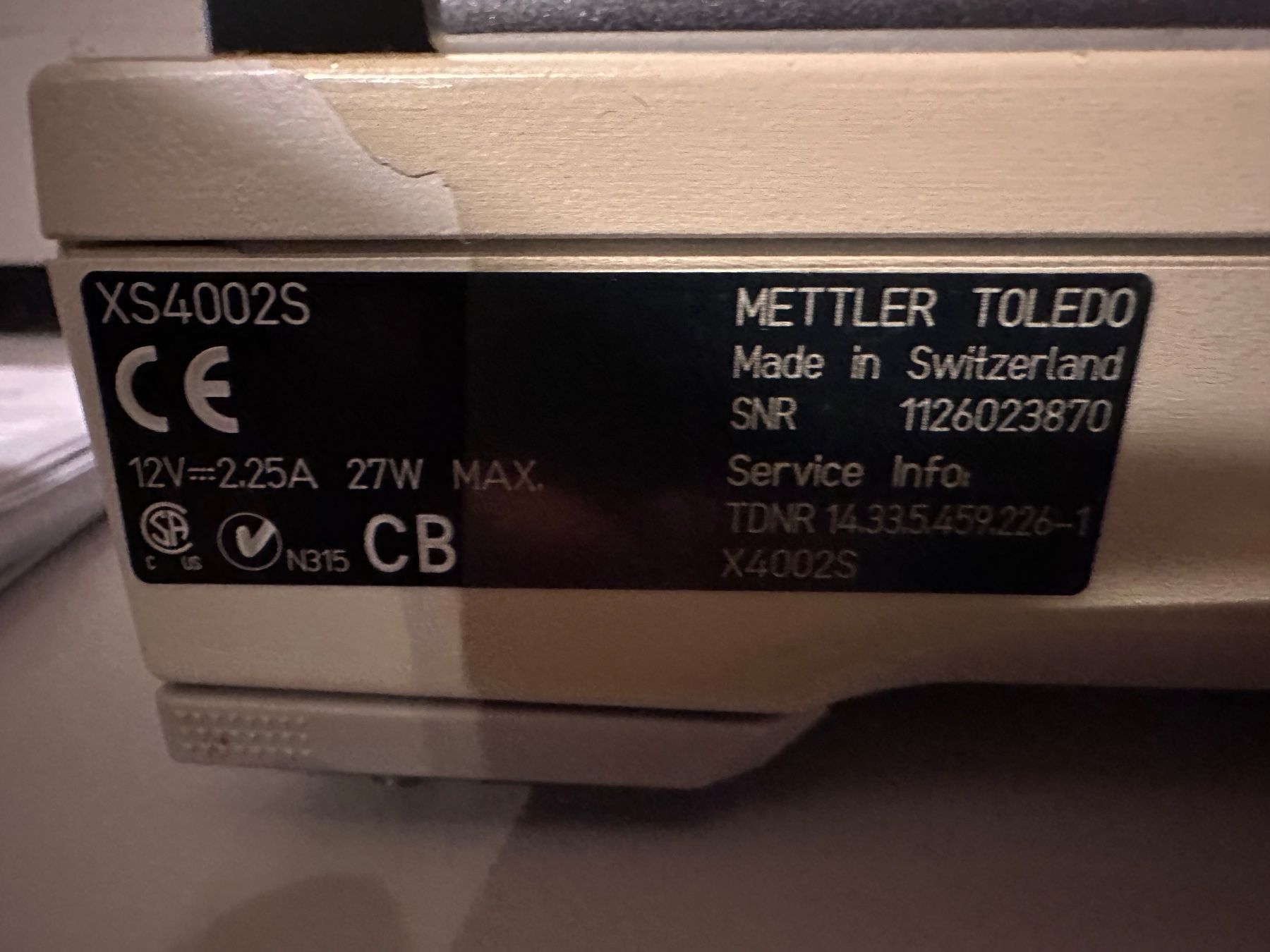 Mettler Toledo Accessori da laboratorio: Mettler Toledo XS4002S – Usato da Rheinfelden venduto da hugli001 1