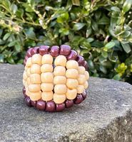 🟢 bague  fantaisie pièce unique / Ring mit Perlen NEU