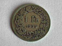 Superbe pièce 1Fr. HELVETIA 1909 en argent