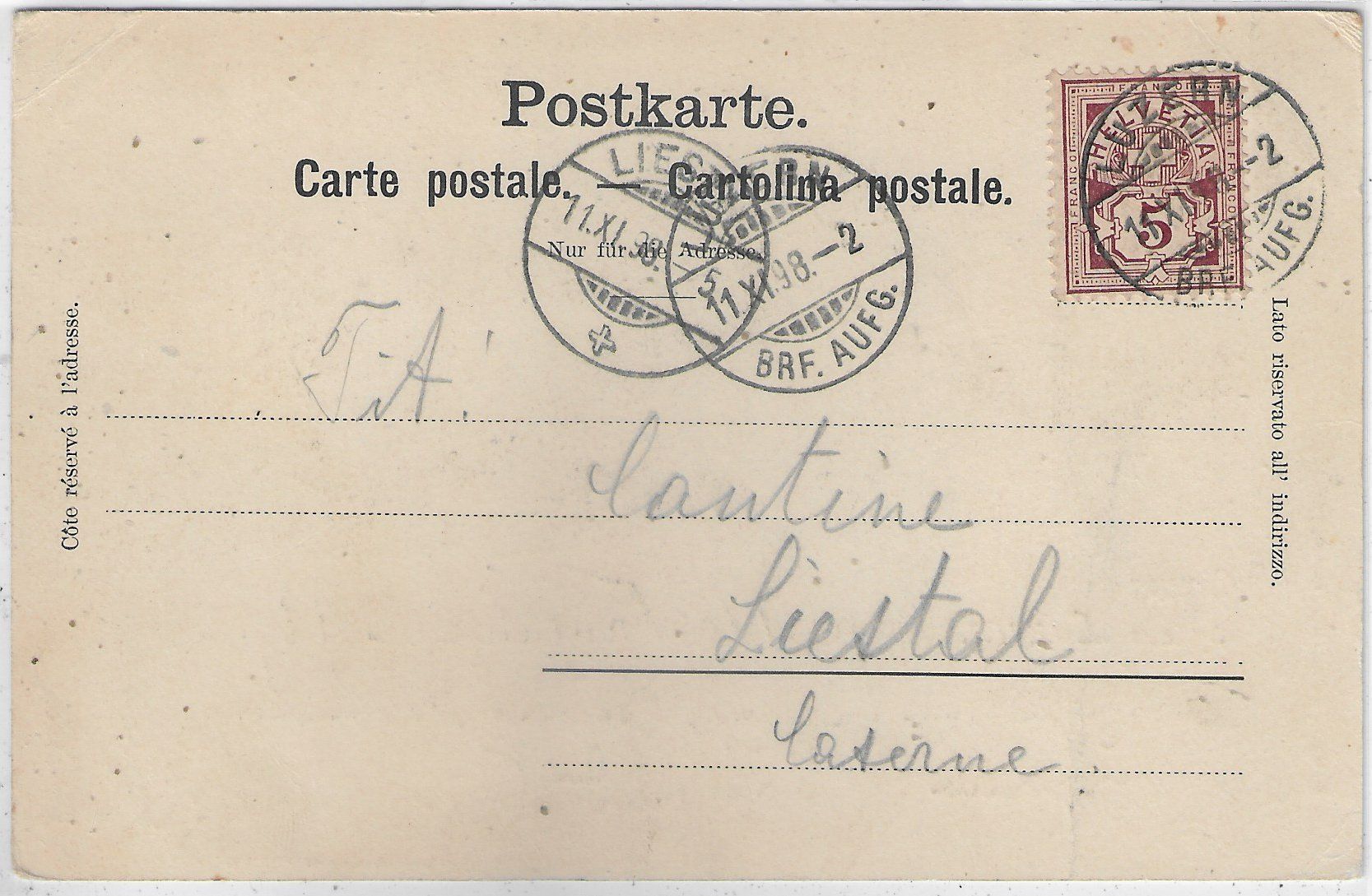Cartoline postali: Gruss aus Luzern 1898 – Usato da Ettingen venduto da Kartenplanet 1