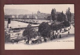 GENEVE - Bateau au Quai du Mont-Blanc - Attelages - 1906