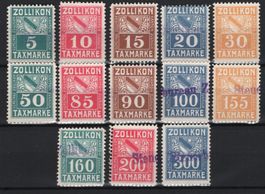ZOLLIKON - komplette Fiskalmarken Serie mit einer ABART