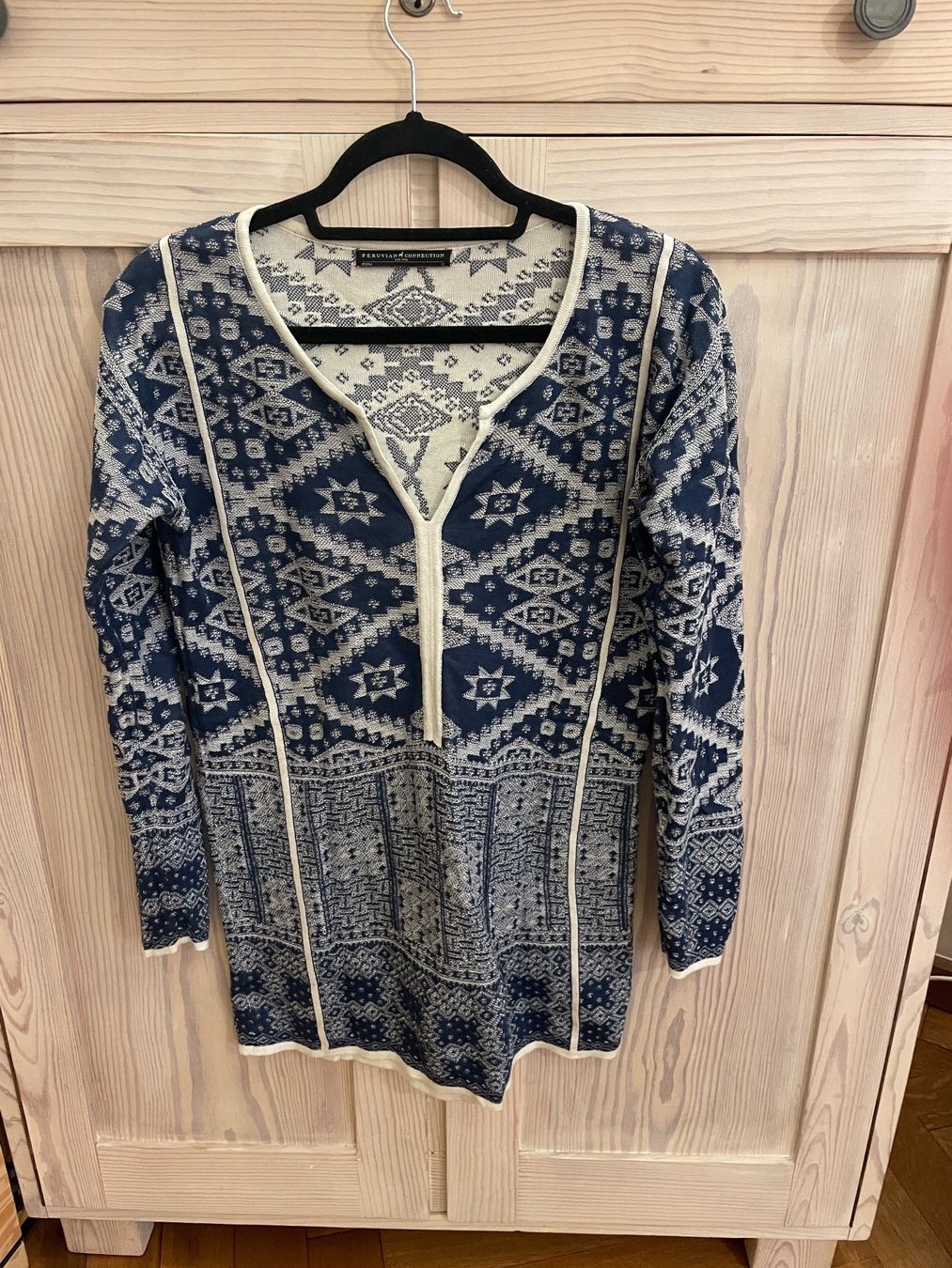 Maglioni & Felpe: Jacquard  Tunika blau/w 100% Baumwolle Peruvianconnection 38 – Usato da Basel venduto da non_vn79