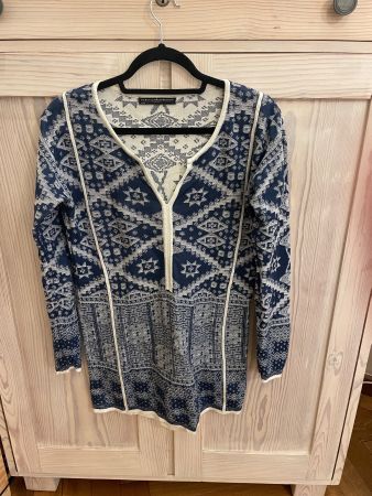 Jacquard  Tunika blau/w 100% Baumwolle Peruvianconnection 38