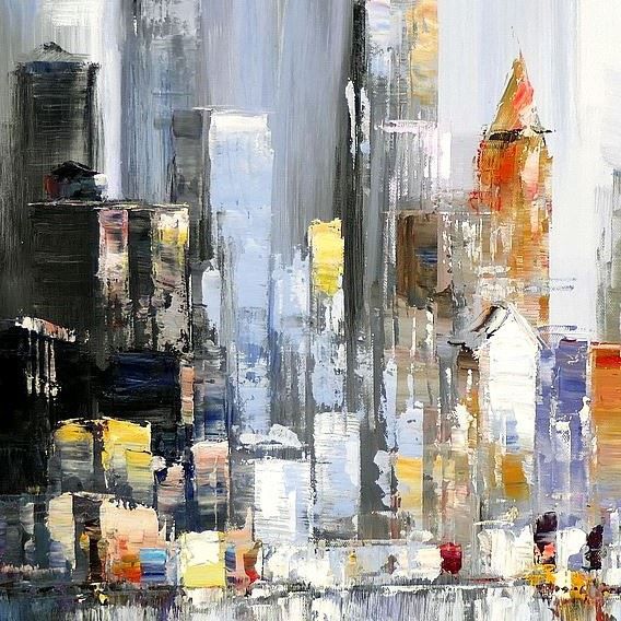Riproduzioni & Creazioni: Abstrakt New York Skyline im Winter II – Nuovo (secondo la descrizione) da Larnaca venduto da KunstDepot24 5