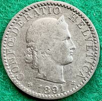 Pièce de 20 ct suisse 1891