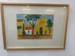 Original Gouache auf Papier 'Fontvieille' Carl Walter Liner