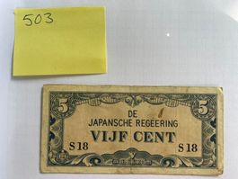 5 Cent Noten De Japansche Regeering Vrede zonder jaar