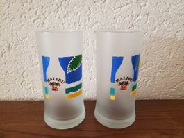 2 verres à cocktail Malibu en verre givré