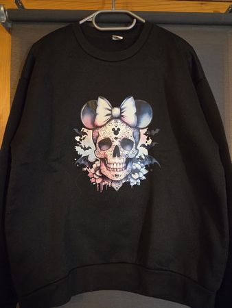Pull tendance Tête de mort et Minnie - Taille L
